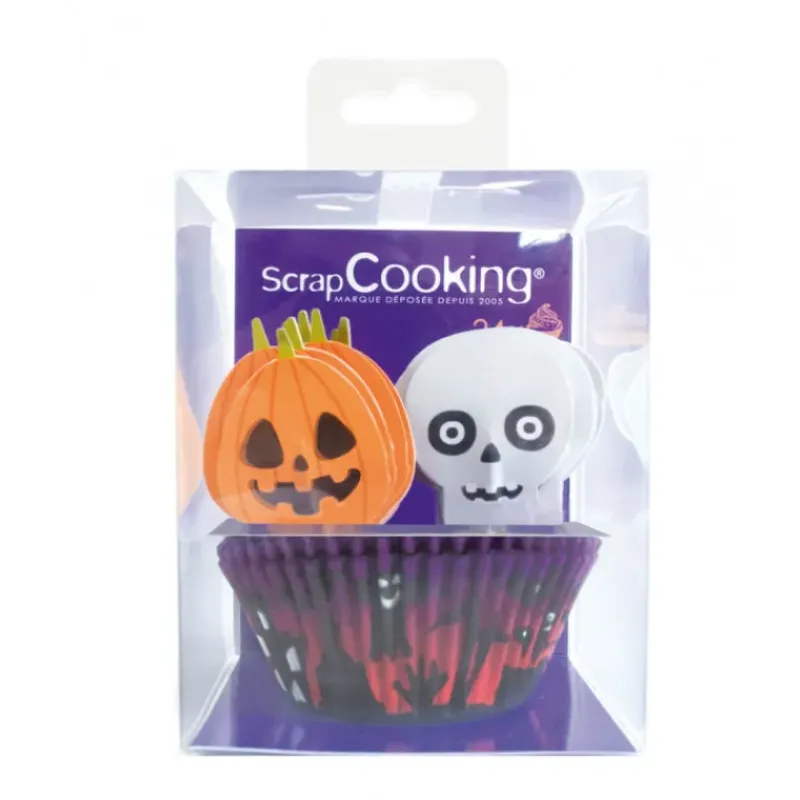 Moules En Papier*SCRAPCOOKING 24 Caissettes Cupcake + 24 Cake Toppers Halloween