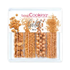Décoration Comestible*SCRAPCOOKING 4 Décors en Sucre Gold Mix 62 g