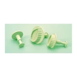 Emporte Pièce - Découpoir Pâtisserie*MALLARD FERRIERE 3 Découpoirs Grande Feuille de Rose à Poussoir