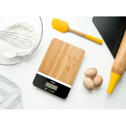 Balance De Cuisine*PEBBLY Balance de Cuisine Bambou Rectangle Noir 23 x 16 cm