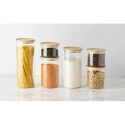 Conservation*MASTRAD Bocal en Verre 1,3 L avec Couvercle Bambou Stor'eat