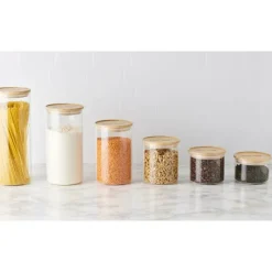 Conservation*MASTRAD Bocal en Verre 600 ml avec Couvercle Bambou Stor'eat