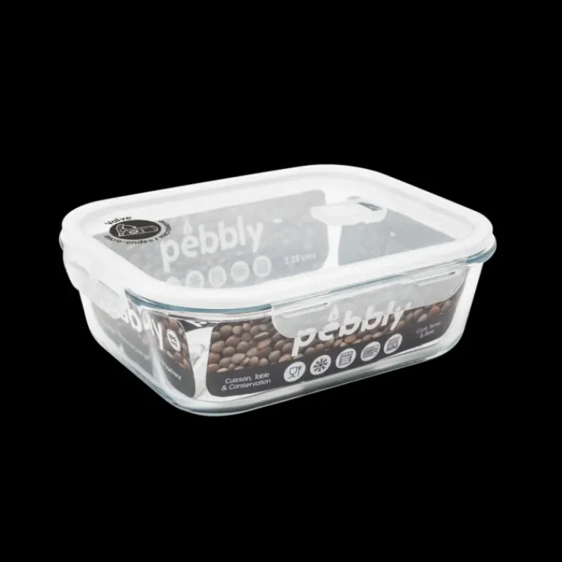Plat De Cuisson|Conservation*PEBBLY Boîte de Conservation en Verre Rectangle 2,25 L