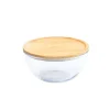 Plat De Cuisson|Conservation*PEBBLY Boîte de Conservation en Verre et Bambou Rond 1,6 L