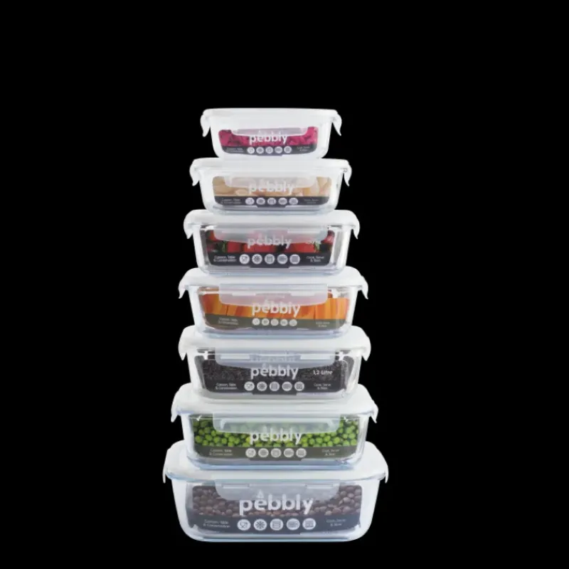 Plat De Cuisson|Conservation*PEBBLY Boîte de Conservation en Verre Rectangle 1,2 L