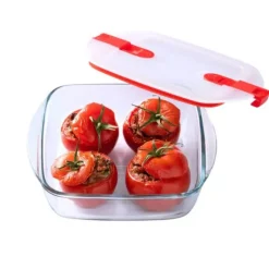 Conservation*PYREX Boîte de Conservation en Verre Carrée 25 x 22 cm 2,2 L Cook & Heat