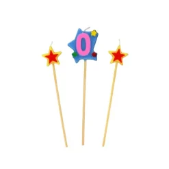 Décoration Gâteau*GATODECO Bougie Chiffre 0 avec 2 bougies étoiles Gatodéco