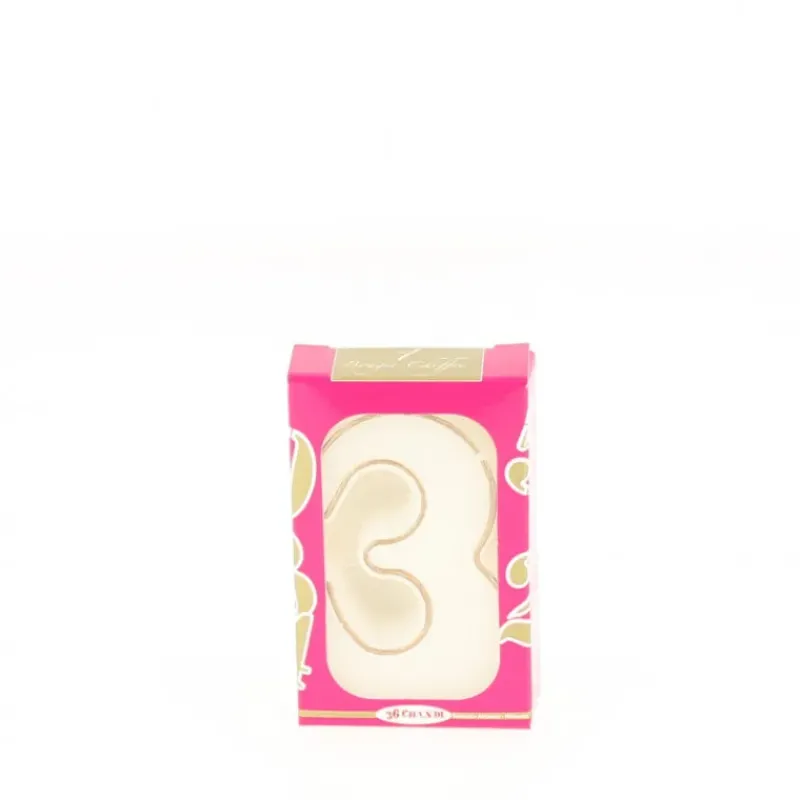 Décoration Gâteau*CUISINEADDICT Bougie d'anniversaire chiffre 3 blanche avec filet doré