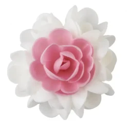 Décoration Comestible*FLORENSUC Bouquet Fleur Azyme 10 cm Rose et Blanc 5 cm (x6)