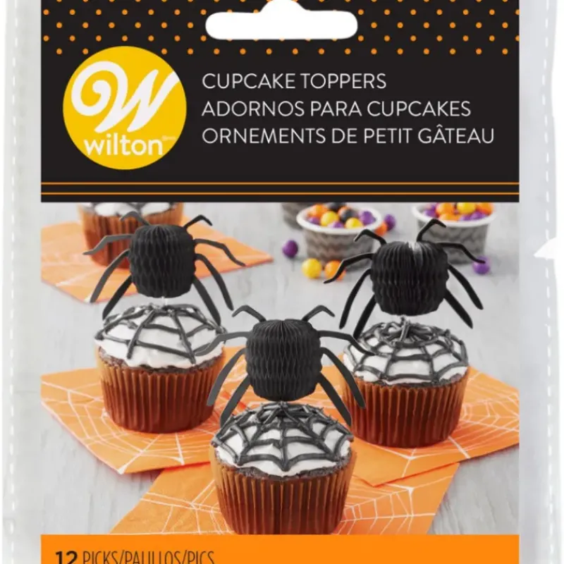 Décoration Gâteau*WILTON Cake Topper Araignée Papier 7 x 3 cm (x12)