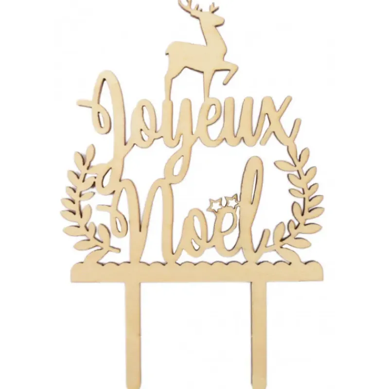 Décoration Gâteau*SCRAPCOOKING Cake Topper Bois Joyeux Noël 13cm
