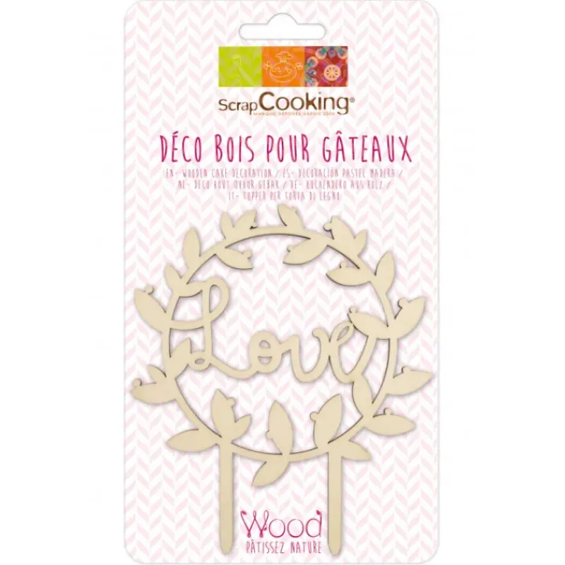 Décoration Gâteau*SCRAPCOOKING Cake Topper Bois Love 12,5 cm