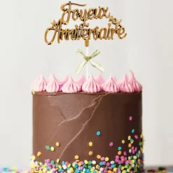 Décoration Gâteau*PATISDECOR Cake Topper Joyeux Anniversaire Doré Patisdécor