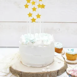Décoration Gâteau*SCRAPCOOKING Cake Topper long 20 cm étoile doré (x10)
