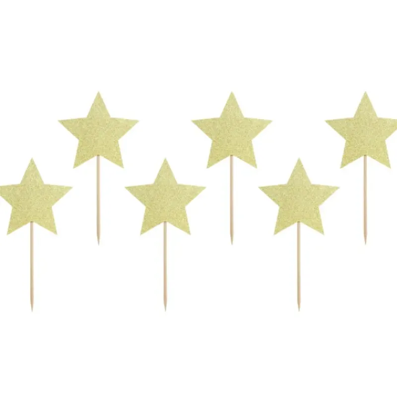 Décoration Gâteau*PARTYDECO Cake Toppers Étoiles Or (x6)