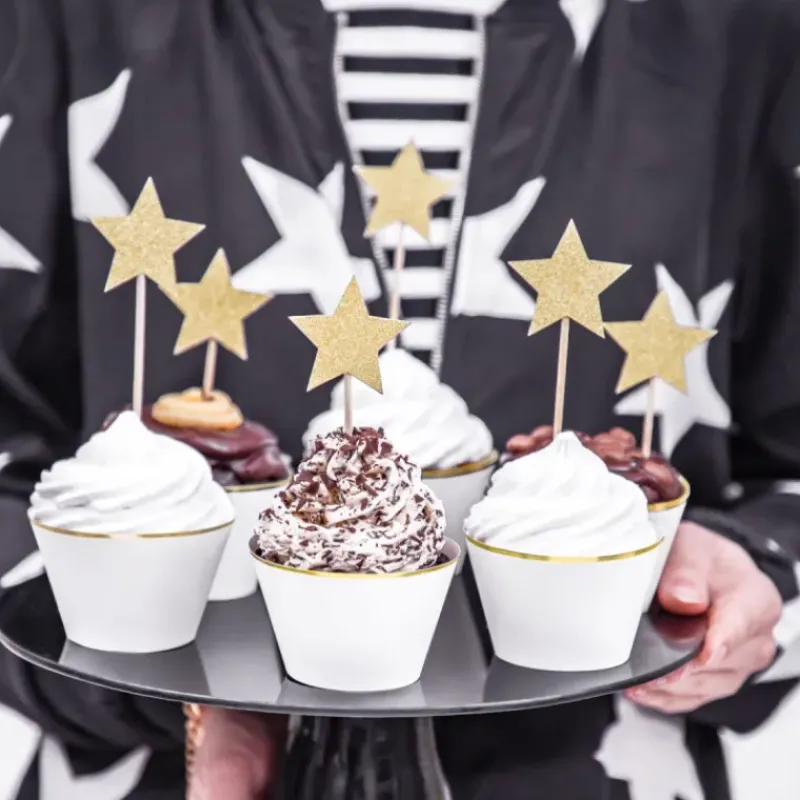 Décoration Gâteau*PARTYDECO Cake Toppers Étoiles Or (x6)