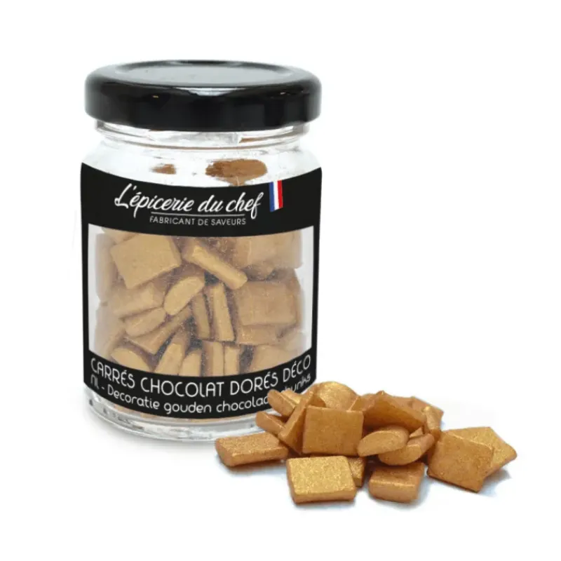 Décoration Comestible*EPICERIE DU CHEF Carrés Chocolat Blanc Dorés Décoratifs 50 g L'