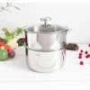 Casseroles*CRISTEL Casserole et Cuit Vapeur Inox Ø 20 cm Anses Noyer Biome