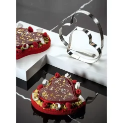 Cercle À Patisserie*PAVONI Cercle à Entremets Coeur Inox Micro-perforé 18 x 17 cm x H 3,5 cm