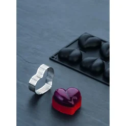 Cercle À Patisserie*PAVONI Cercle à Tarte Coeur Inox Micro-perforé 7,5 x 7 cm x H 2 cm