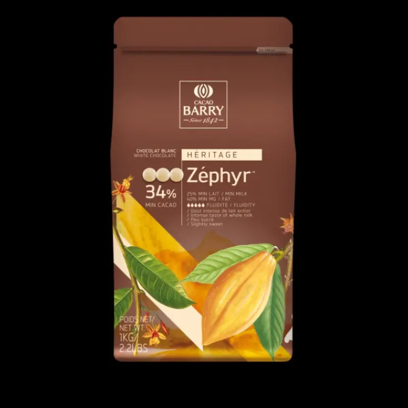 Chocolat De Couverture*BARRY Chocolat Blanc Zephyr 34 % pistoles 1 kg