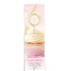 Décoration Gâteau*SCRAPCOOKING Cierge Magique Or 17,5 cm Chiffre 6