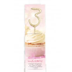 Décoration Gâteau*SCRAPCOOKING Cierge Magique Or 17,5 cm Chiffre 3