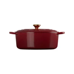 Cocotte En Fonte*LE CREUSET Cocotte en Fonte Ovale 31 cm Garnet Bouton Doré Signature