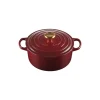 Cocotte En Fonte*LE CREUSET Cocotte en Fonte Ronde 24 cm Garnet Bouton Doré Signature