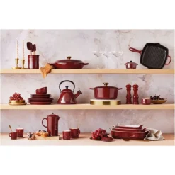 Cocotte En Fonte*LE CREUSET Cocotte en Fonte Ronde 24 cm Garnet Bouton Doré Signature