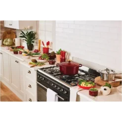 Cocotte En Fonte*LE CREUSET Cocotte en Fonte Ronde 28 cm Garnet Bouton Doré Signature