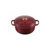 Cocotte En Fonte*LE CREUSET Cocotte en Fonte Ronde 20 cm Garnet Bouton Doré Signature