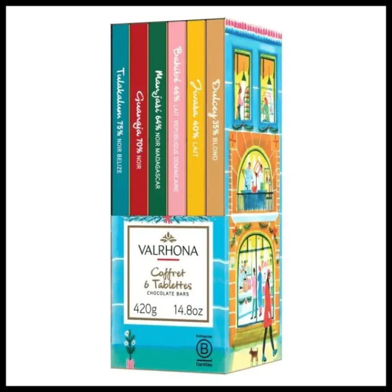 Chocolats À Offrir|Confiserie*VALRHONA Coffret 6 Tablettes de Chocolat Noël 420 g