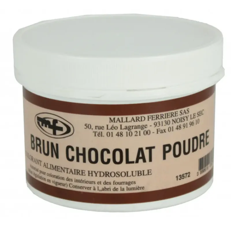 Colorants Alimentaires*MALLARD FERRIERE Colorant alimentaire Marron Brun Chocolat E102/E129/E151 Poudre Hydrosoluble 100g