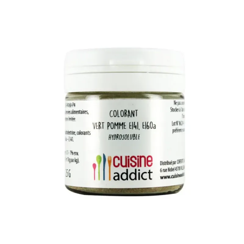 Colorants Alimentaires*CUISINEADDICT Colorant alimentaire Vert Pomme E141/E160A Poudre Hydrosoluble 25 g