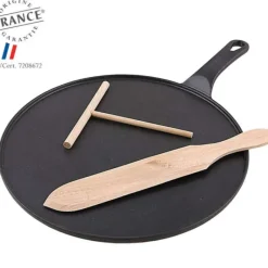 Poêles*CHASSEUR Crêpière Fonte Émaillée 30 cm Noir avec Accessoires