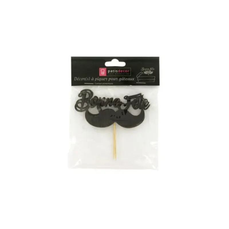 Décoration Gâteau*PATISDECOR Décor Bonne Fête Moustache sur Pic (x2) Patisdécor