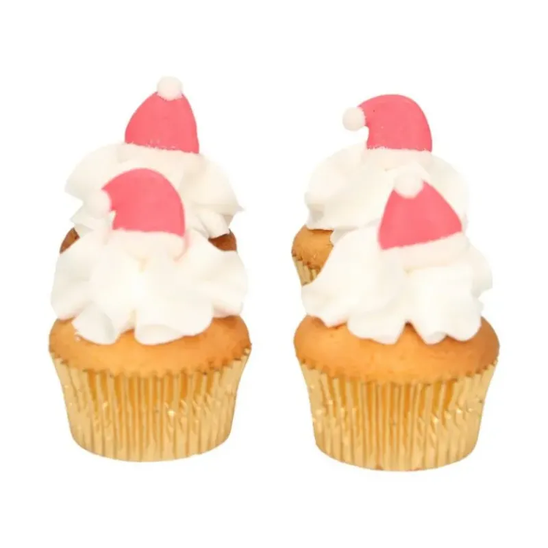 Décoration Comestible*FUNCAKES Décor en Sucre Bonnet de Père Noël (x8)