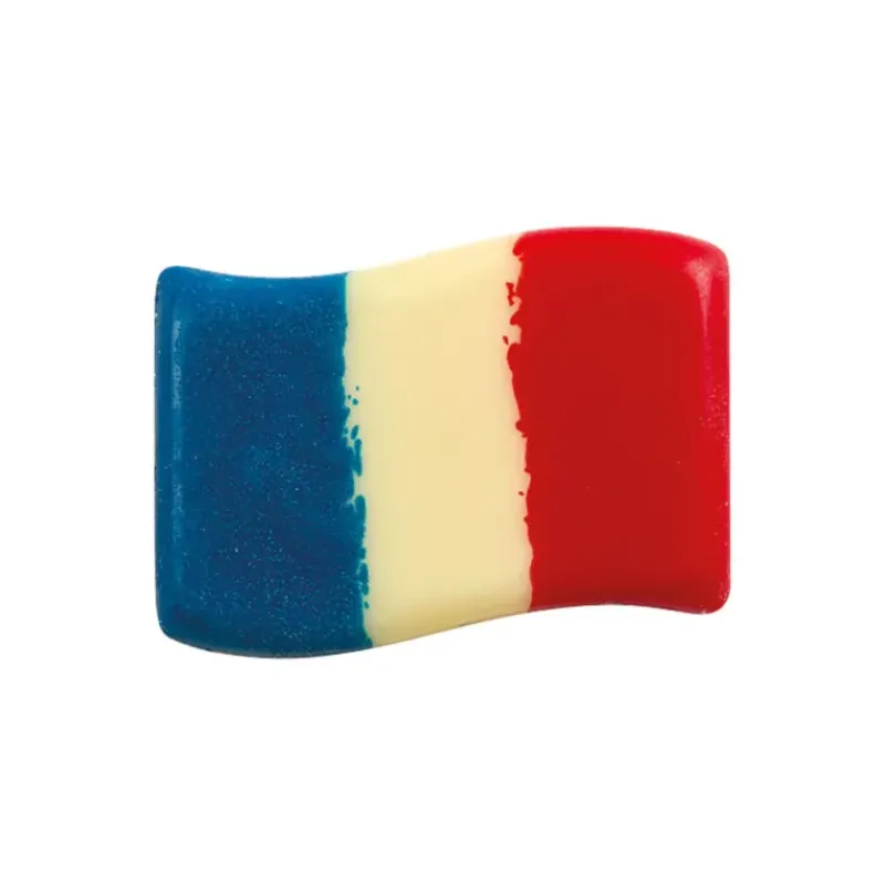 Décoration Comestible*FLORENSUC Décors en Chocolat Blanc Drapeau de la France 40x30 mm (x120)