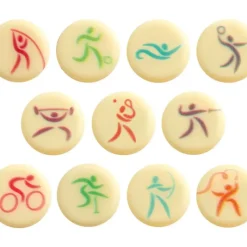 Décoration Comestible*FLORENSUC Décors en Chocolat Blanc Disques Sportifs Ø20 mm (x132)