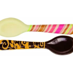 Décoration Comestible*FLORENSUC Décors en Chocolat Blanc et Noir Cuillères Multicolores et Or 85x20 mm (x48)