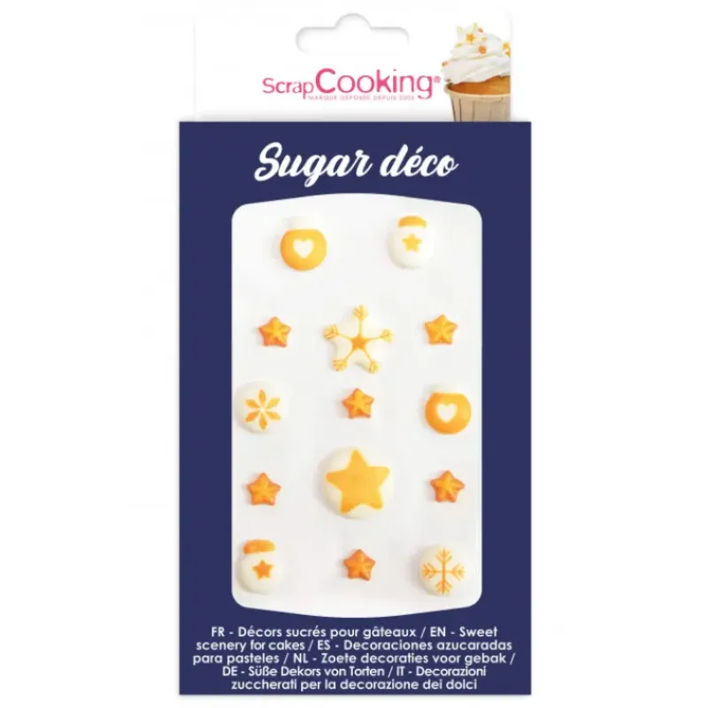 Décoration Comestible*SCRAPCOOKING Décors en Sucre Déco Dorée (x14)