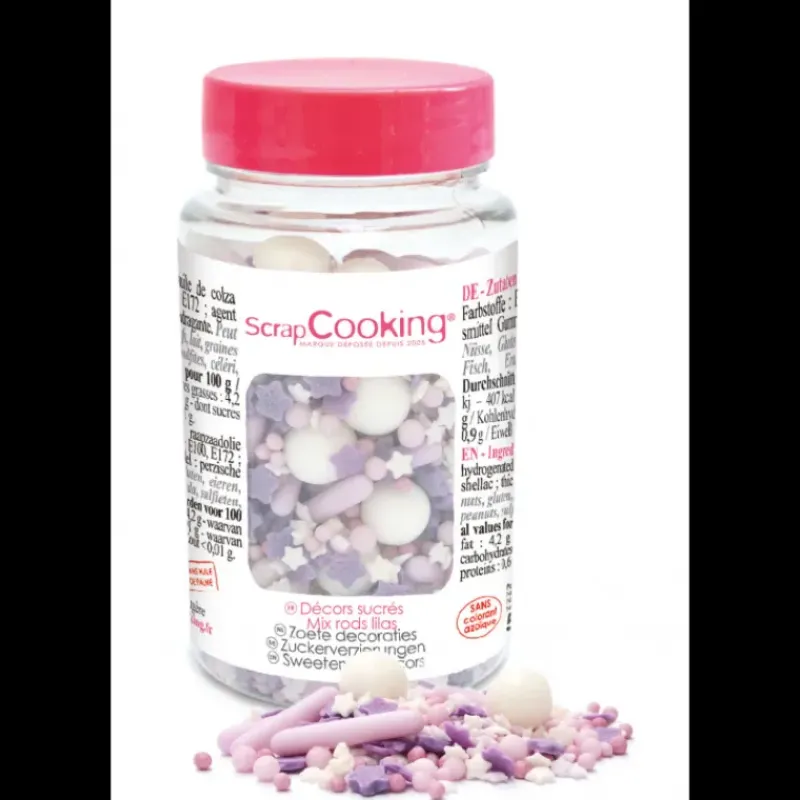 Décoration Comestible*SCRAPCOOKING Décors en Sucre Mélange Rods Lilas 70 g