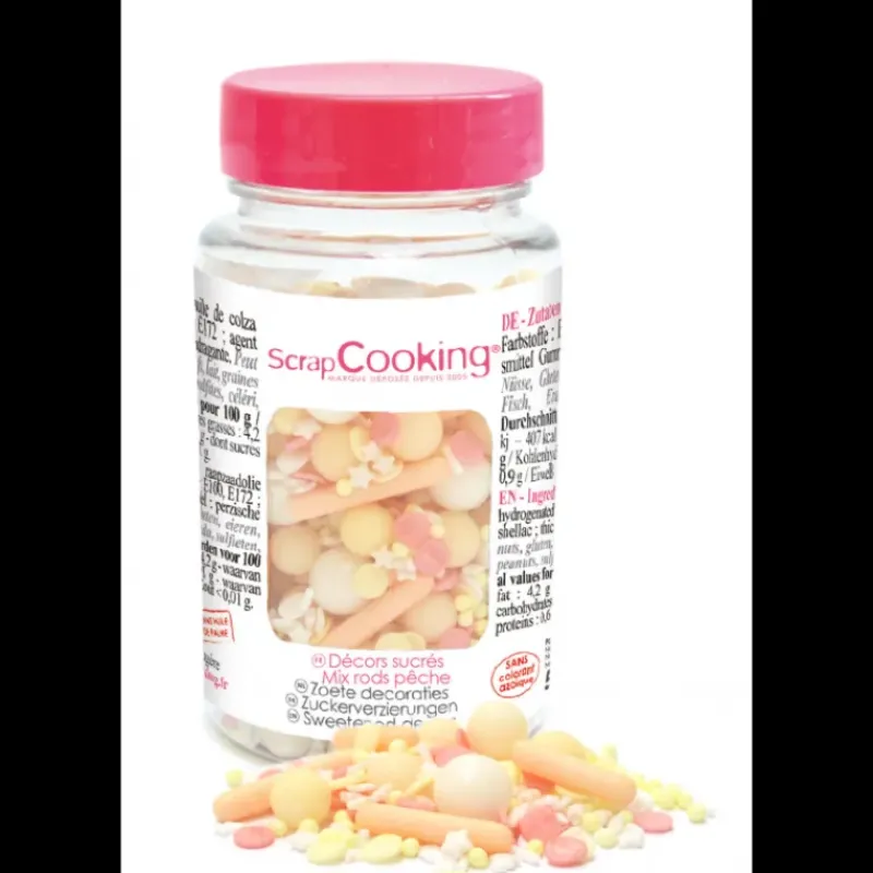 Décoration Comestible*SCRAPCOOKING Décors en Sucre Mélange Rods Pêche 70 g