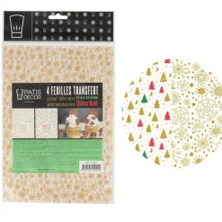 Décoration Comestible*PATISDECOR Feuille Transfert Chocolat Noël 17,5 x 27,5 cm (x4) Patisdécor