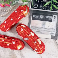 Décoration Comestible*PATISDECOR Feuilles d'Argent Alimentaire 8 cm (x3) Patisdécor