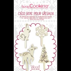 Décoration Gâteau*SCRAPCOOKING FIN DE SERIE Cake Topper Bois Forêt Enchantée (x4)