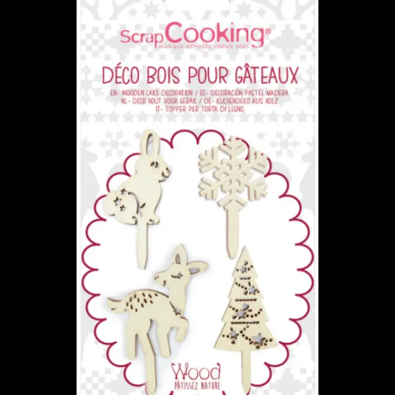 Décoration Gâteau*SCRAPCOOKING FIN DE SERIE Cake Topper Bois Forêt Enchantée (x4)