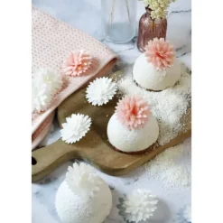 Décoration Comestible*SCRAPCOOKING Fleurs Azyme Dahlias Blancs et Roses (x5)