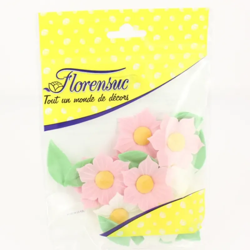 Décoration Comestible*FLORENSUC Fleurs de Narcisses roses et blanches x12 - en Azyme